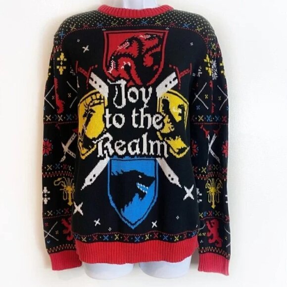 HBO Game Of Thrones Sweater M Ugly Christmas Westeros Joy To The Realm Knit Xmas - Picture 5 of 6